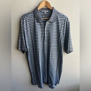 Peter Millar gray and blue 100% cotton golf polo